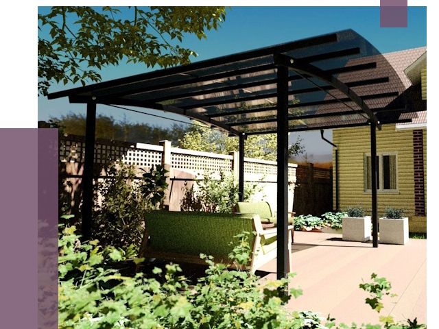 Навесы для террасы в Ярцеве от 12972 руб. под ключ | ПРОЛЁТ-Рцв