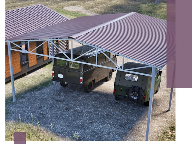 Двускатные навесы под ключ в Ярцеве — изготовление и монтаж